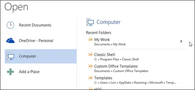 How to pin your most used files and folders to the Open panel in Office 2013