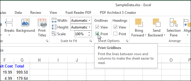 How to print a grid and row and column headers in Excel