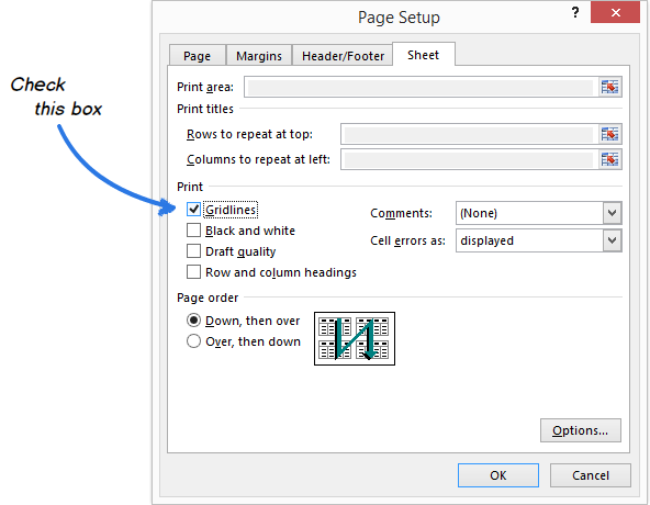 How to print grid lines in Excel