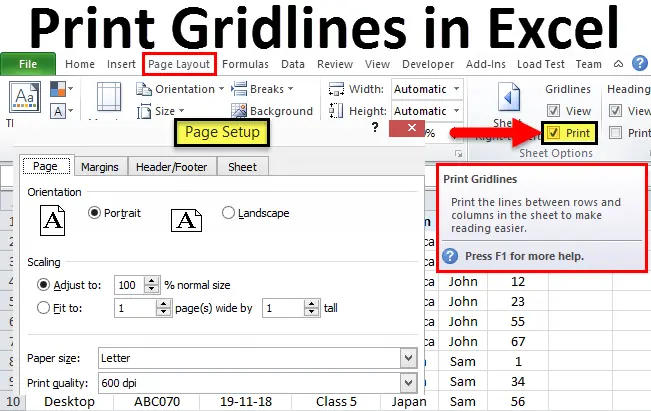 How to print grid lines in Excel