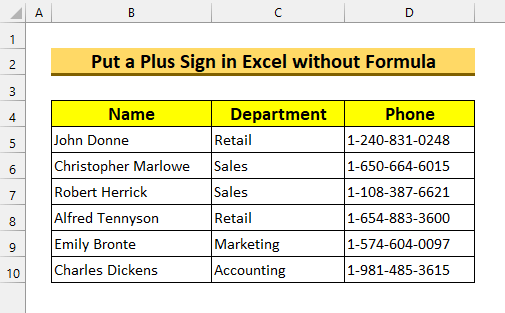 Как да поставите знак плюс в клетка от таблица на Excel без формула