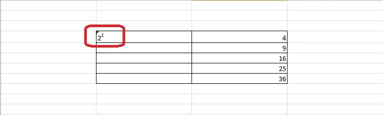 How to put a square in Excel