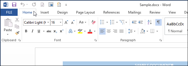 How to quickly expand or collapse the ribbon in Office 2013