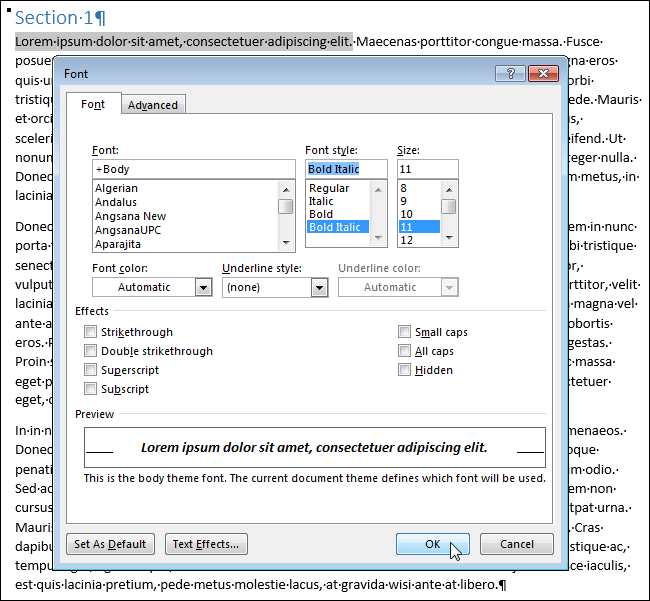 How to quickly format text in Word using the context menu