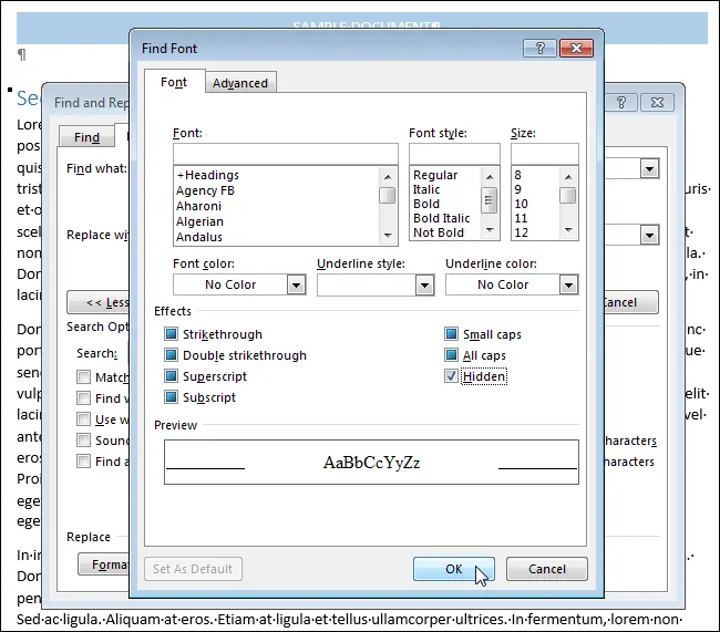 How to quickly remove hidden text in a Word document