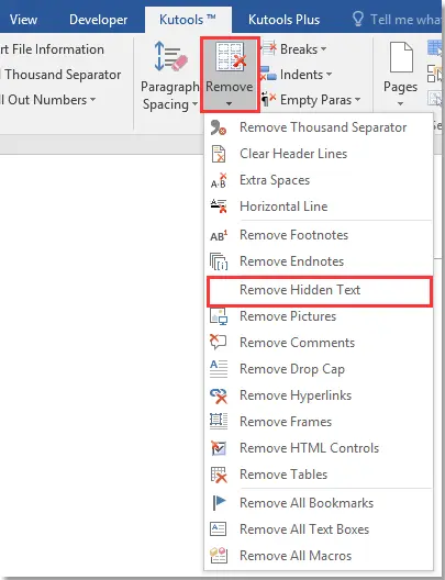 How to quickly remove hidden text in a Word document