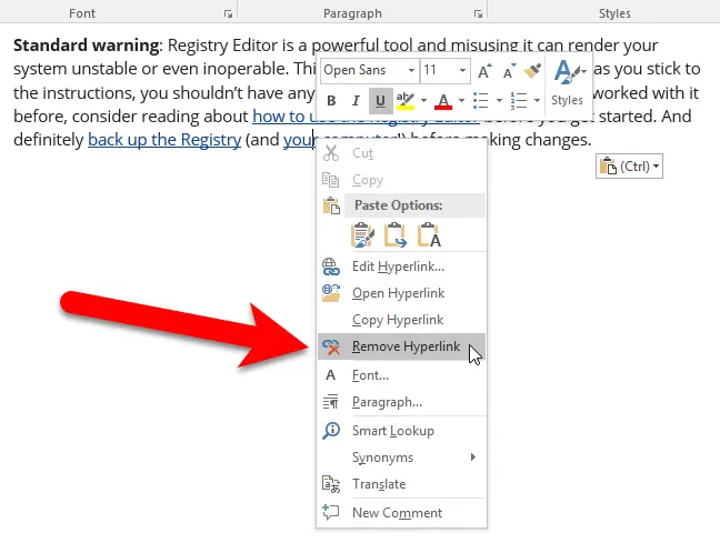 How to Remove Hyperlinks from a Microsoft Word Document