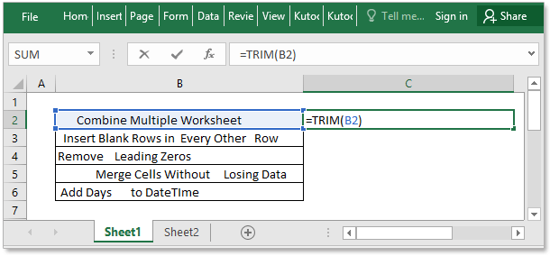 Excel Remove Space At End