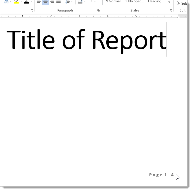 How to remove the page number on the first page of a document in Word 2013 without using sections