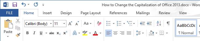 How to replace capital letters in Office 2013 Menu Ribbon