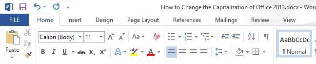 How to replace capital letters in Office 2013 Menu Ribbon