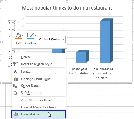 How to rotate charts in Excel