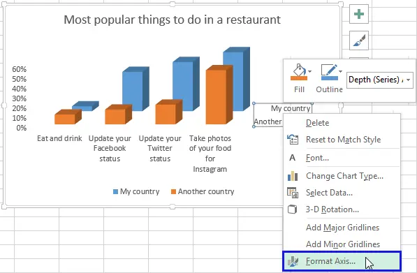 How to rotate charts in Excel