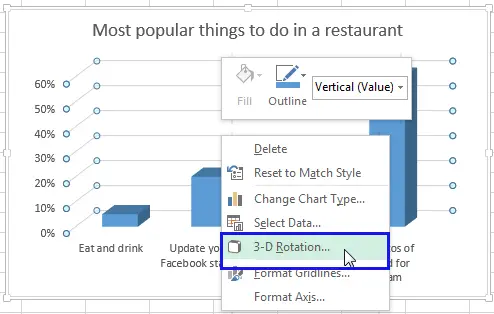 How to rotate charts in Excel