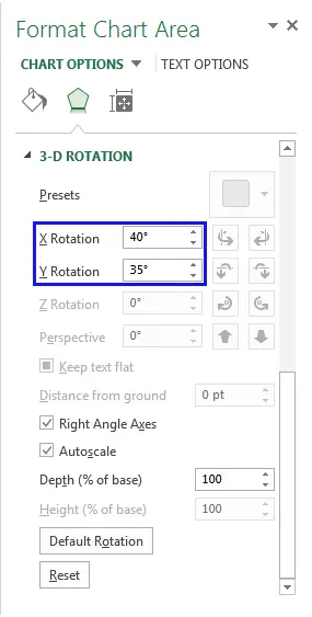 How to rotate charts in Excel