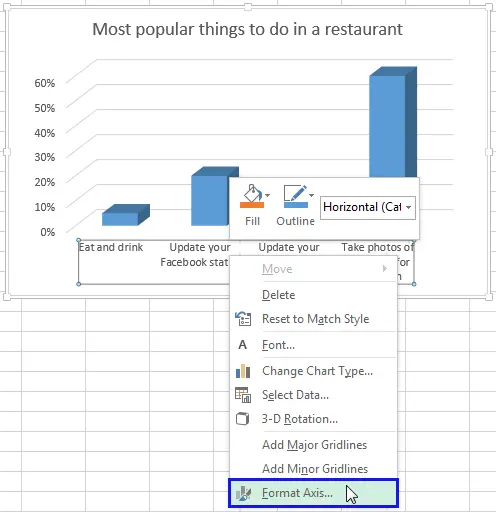 How to rotate charts in Excel