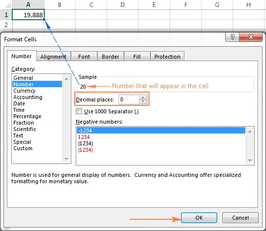 How to round a number in Excel. Number format through the context menu, setting the required accuracy, display settings