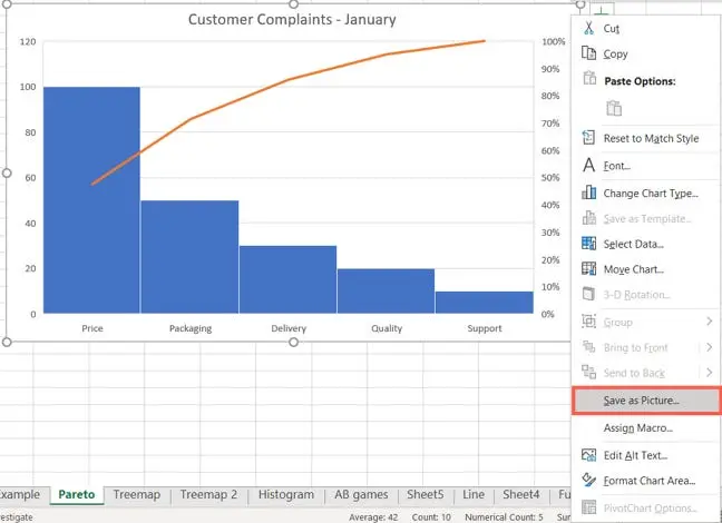 How to save a chart as a picture in Excel