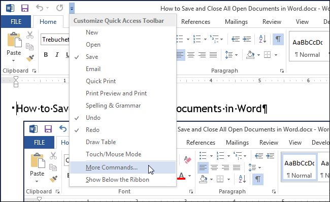 How to save and close all open documents in Word