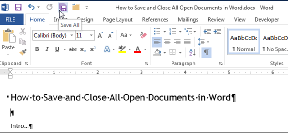 How to save and close all open documents in Word