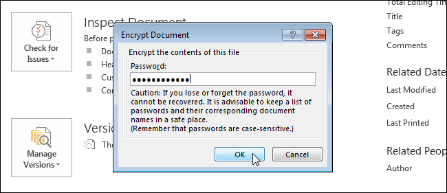 How to set a password to open a Word document