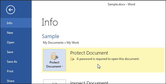 How to set a password to open a Word document