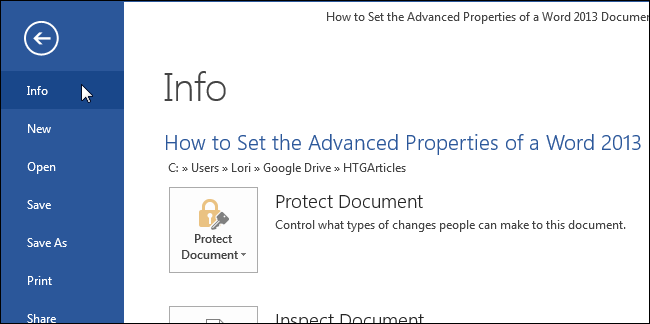 How to set advanced Word document properties