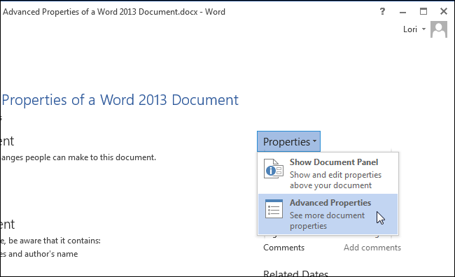 How to set advanced Word document properties