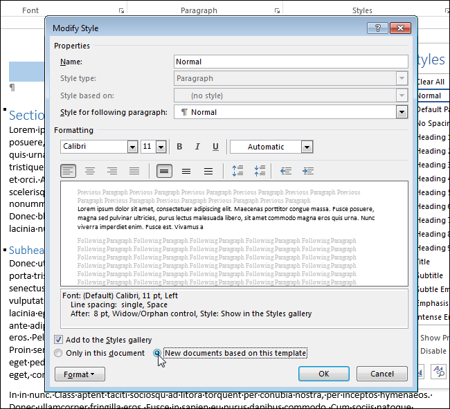 How to set paragraph formatting in Word