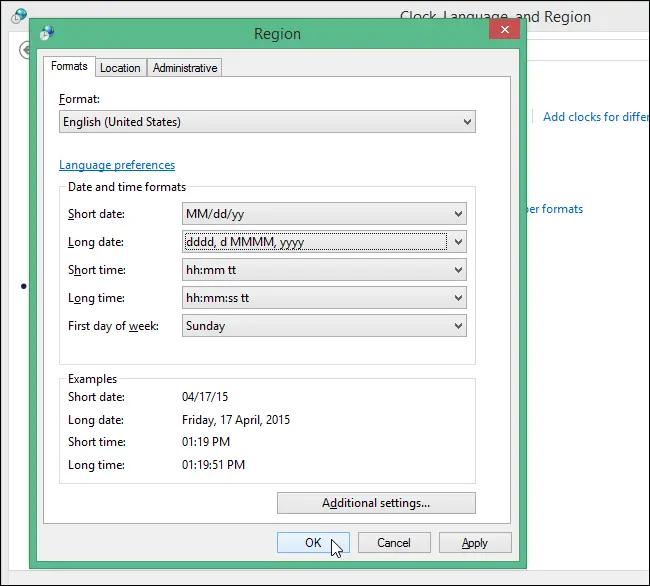 How to set the default long and short date and time formats in Word