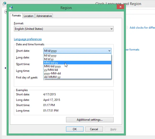 How to set the default long and short date and time formats in Word