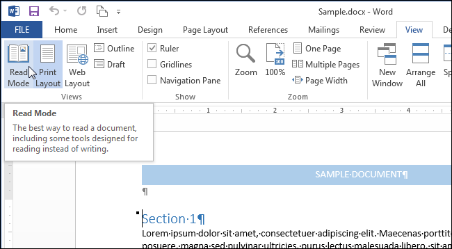 How to set up and use Reading Mode in Word