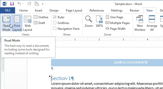 How to set up and use &#8220;Reading Mode&#8221; in Word