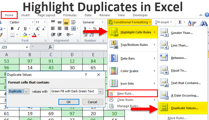 So richten Sie die automatische doppelte Hervorhebung in Excel ein