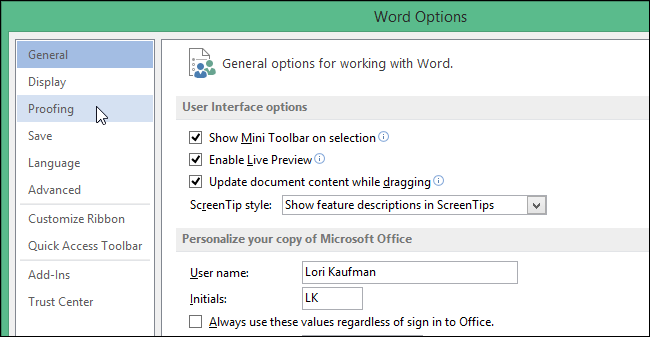 How to set up automatic replacement of straight quotes with double quotes in Word 2013