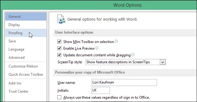 How to set up automatic replacement of straight quotes with double quotes in Word 2013