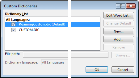 How to set Word to use only the main dictionary for spell checking