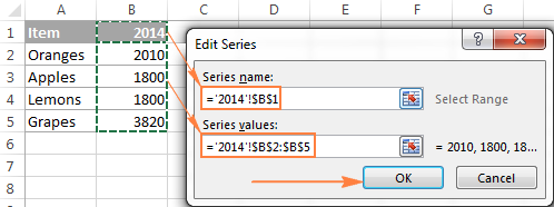 How to show data from two or more worksheets in an Excel chart