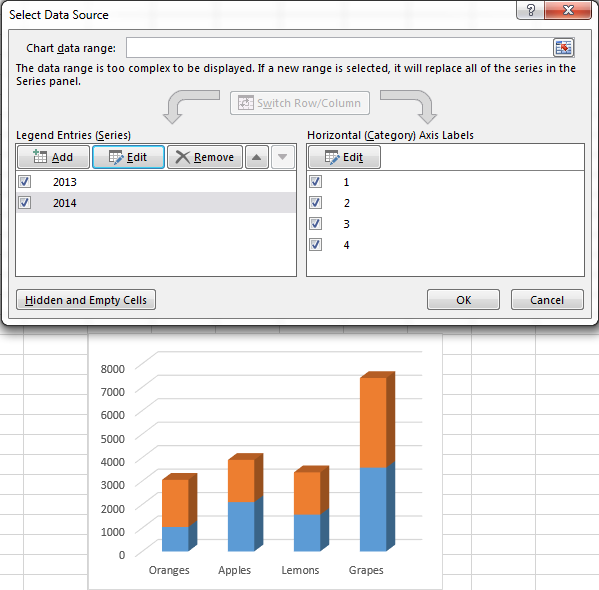 How to show data from two or more worksheets in an Excel chart