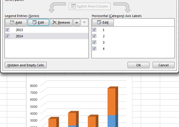 How to show data from two or more worksheets in an Excel chart