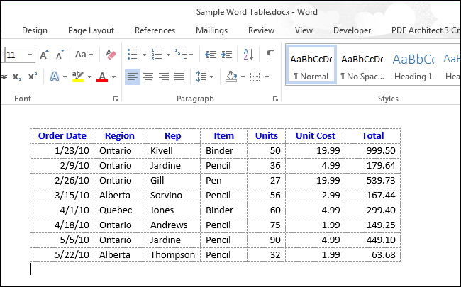 How to show or hide gridlines for table cells in Microsoft Word