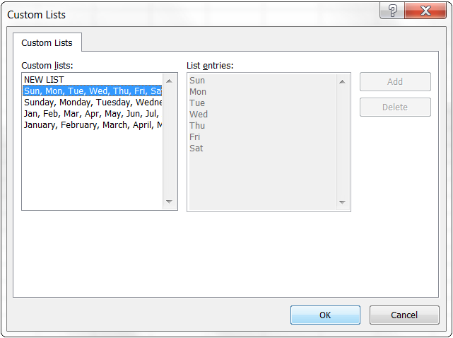 How to sort by row, column and custom list in Excel