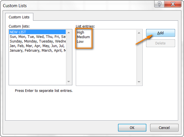 How to sort by row, column and custom list in Excel