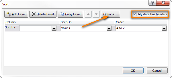 How to sort by row, column and custom list in Excel