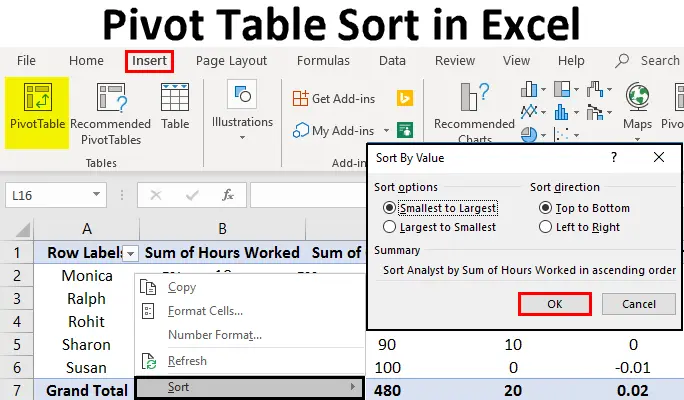 How to sort in an Excel PivotTable