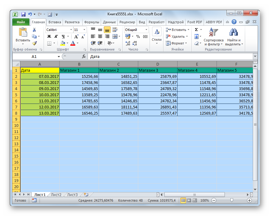 How to stretch a table to full sheet in Excel