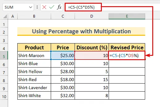 How to subtract a percentage from a number in Excel. From the number, in the completed table, in the table with a fixed percentage