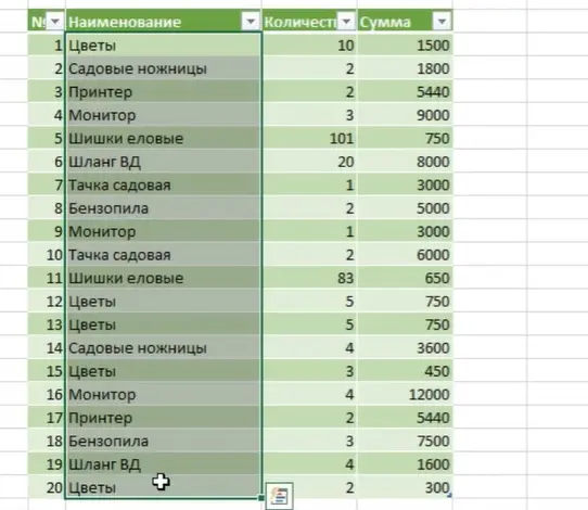 How to sum duplicate values ​​in Excel