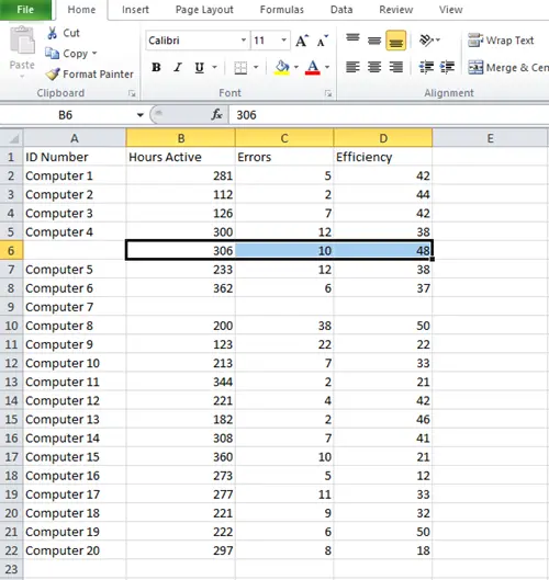 How to swap rows in excel