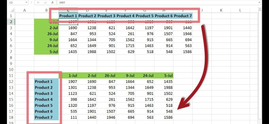 How to swap (transpose) rows and columns in Excel 2013